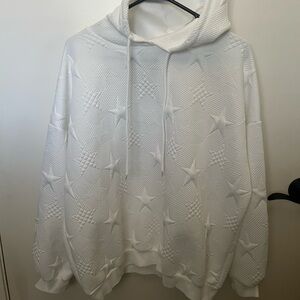Star print textured hoodie